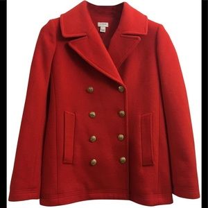 JCREW ORANGE RED WOOL PEACOAT NWOT